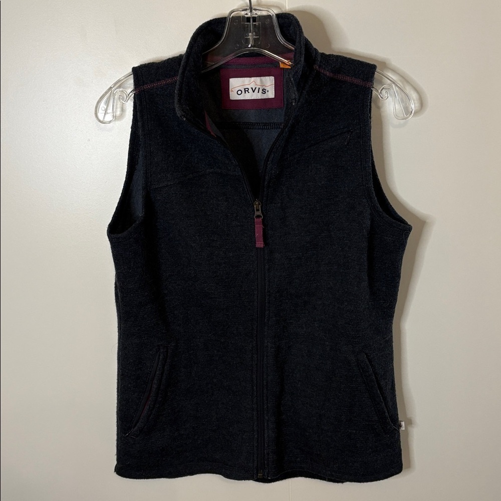 Orvis Charcoal Wool Vest with Zip Closure